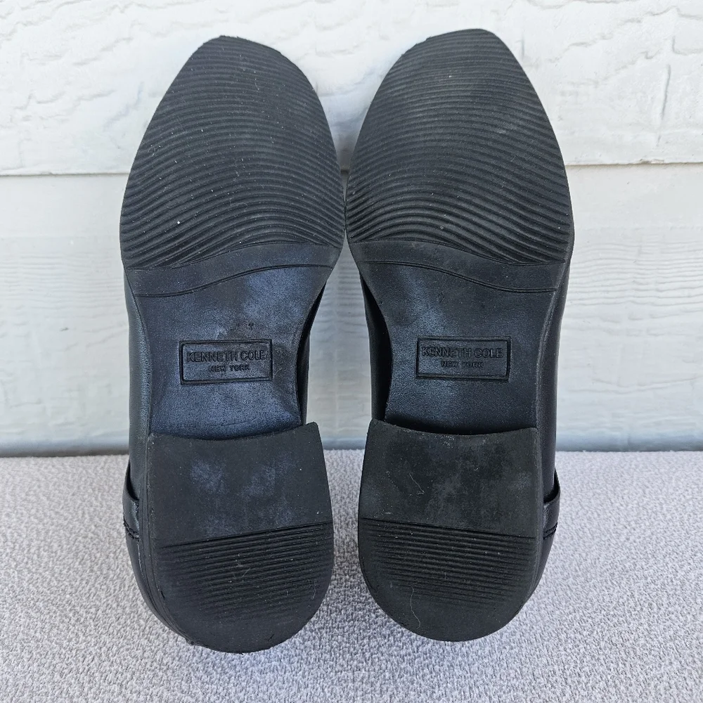 Kenneth Cole Straight Line Dress Oxford Shoe Black Youth SZ 1.5 Formal Tie